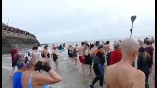 New Years Dip Broadstairs 2023 video Frank Leppard [upl. by Eniotna]