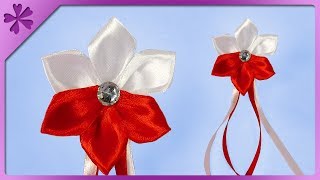 DIY How to make ribbon cockade kanzashi flower ENG Subtitles  Speed up 533 [upl. by Caro190]