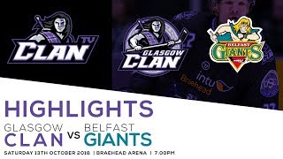 Glasgow Clan vs Belfast Giants 131018 [upl. by Engud]