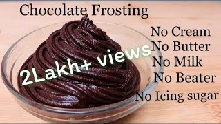 Chocolate frostingGanache in 5 minutes  No cream No Butter No Beater No Milk Chocolate Ganache [upl. by Aisatsanna746]