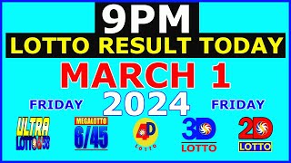 9pm Lotto Result Today March 1 2024 Friday [upl. by Ardnauqal]