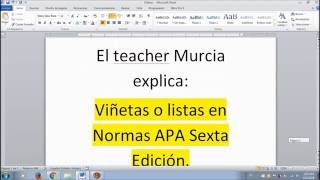 Viñetas en NORMAS APA 6ta Edición 2019 LA MÁS ACTUALIZADA [upl. by Elisee746]