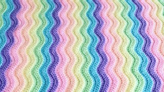 Simple Crochet Ridged Ripple Blanket  Scarf [upl. by Straub]