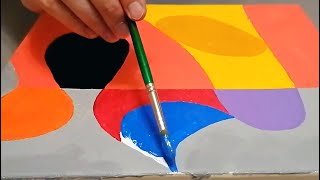 Abstract Acrylic Painting on Canvas for Beginners  Geometric  Stephen Ormandy Style  Work 52 [upl. by Gayleen]