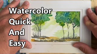 How To Paint A Watercolor Landscape Watercolor Painting For Beginners Watercolor Quick And Easy [upl. by Ylloh]