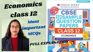 Class 12 Economics Most Important MCQs  Oswaal Sample Paper 2024 full explaination ih Hindi  CBSE [upl. by Aneloj]