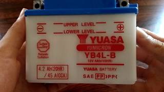 yuasa battery YB4LB unboxing [upl. by Sexela693]