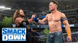 AJ Styles helps John Cena repel an attack by Jimmy Uso and Solo Sikoa SmackDown Sept 15 2023 [upl. by Talanian]