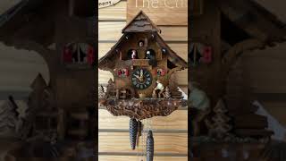 Wood chopper chalet cuckoo clock with water wheels turning  THE CUCKOO HAUS  SINGAPORE [upl. by Herb726]