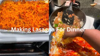 Making Lasagna For Dinner Vlogmas Day 9 🎄 [upl. by Seuguh]