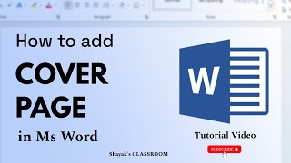 How to Add Cover Page in MS Word  MS word for Beginners [upl. by Jolanta]