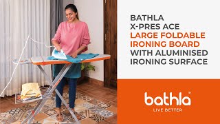 Bathla XPres Ace  Large Foldable Ironing Board with Aluminised Ironing Surface [upl. by Ailliw]