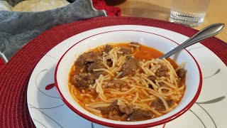 Sopa de fideo con carne de res😋 comida de rancho [upl. by Rafe557]