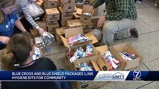 Blue Cross and Blue Shield packs hundreds of hygiene kits for people in need [upl. by Ashien]