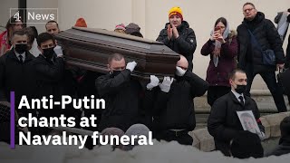 Alexei Navalny funeral AntiPutin chanting as thousands of supporters turn out [upl. by Simsar923]