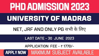 New PhD Admission Application 2023  University of Madras  Formally Madras University  Apply Now [upl. by Kowal]