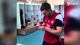 Lukas Podolski sings slow down song by R2bees amp Wizkid [upl. by Center]