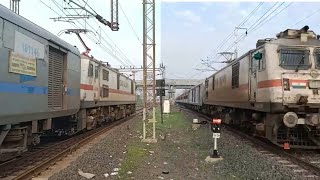 😱🔥😈 Beautiful Full Speed Same Time To SF Express Train Crossing Different Livery LGD Wap7 amp BL Wap7 [upl. by Donelle]