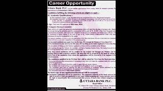 Uttara Bank New Job Circular 2024 Probationary Officer [upl. by Adamski]