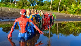 SPIDERMAN 2 VS BLACK ADAM VS IRONMAN VS HULK VS THANOS VS BATMAN CAPTAIN AMERICAAVENGERS TOYS 51 [upl. by Atwood]