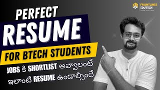 Perfect Resume for BTECH students to get Shortlisted for Companies [upl. by Ardnasxela111]