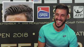 Damir Džumhur QUIZ STPETERSBURG OPEN 2018 [upl. by Cherice]