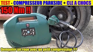 test compresseur lidl parkside pkz 180  clé à chocs pneumatique pdss 310 Demonter un pneu [upl. by Geminian488]