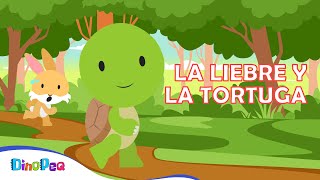 La liebre y la tortuga 🐰🐢  PICTOGRAMAS  Cuentos para niños  DinoPeq [upl. by Atiuqram]