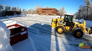 Cat 926M With 24ft MetalPless Plowing Parking Lot [upl. by Hatfield]