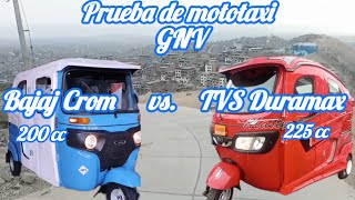 prueba de mototaxi GNV TVS DURAMAX 225cc VS GNV BAJAJ CROM UG 200cc [upl. by Idieh]