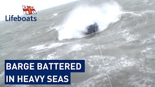 Dover RNLI volunteers rescue 65ft barge in heavy seas [upl. by Wheaton]