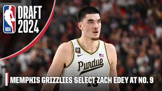 The Memphis Grizzlies select Zach Edey with the No 9 pick in the 2024 NBA Draft  NBA on ESPN [upl. by Vadim]