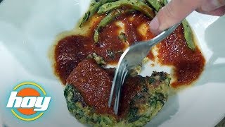 Receta de tortitas de espinacas y atún en salsa de chile pasilla [upl. by Ennoitna482]