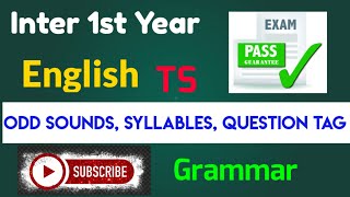 TS Inter 1st Year English Grammar Odd Sounds Syllables Question Tag Trilokya6600Trilokya6600 [upl. by Ellerol]