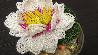 SEEROSE AUS GLASPERLEN Teil 22 TUTORIAL Beaded waterlily Annas Perlen [upl. by Lesna]