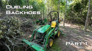 Dueling Backhoes Part 1  HydrosPlus vs Stock John Deere 1025R [upl. by Birchard]