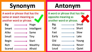 SYNONYM vs ANTONYM 🤔  Whats the difference  Learn with examples [upl. by Peta]