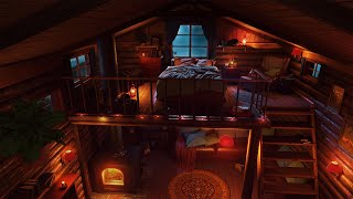 Cozy Cabin at Night with Rain Sounds and Crackling Fireplace for Sleep Study and Relax [upl. by Adachi]