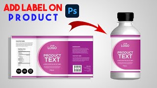 how to add label on bottle using Photoshop  Bottle label design [upl. by Dilaw]