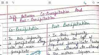 Difference between Coprecipitation and Postprecipitation  Gravimetry bpharmacynotes sem1 [upl. by Kiryt]