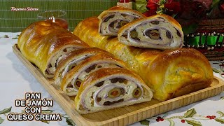 PAN DE JAMÓN CON QUESO CREMA DEMASIADO DELICIOSO Y FÁCIL Feliz Navidad [upl. by Viridi]