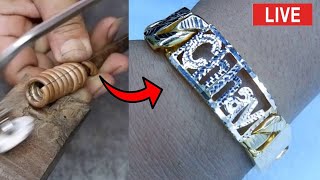 Watch how to make 18k gold bracelets popular 🔥🔨 shorts gold viral video silver jewelry [upl. by Lionello]