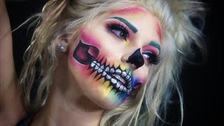 Rainbow Glitter Skull Makeup [upl. by Nollahs]