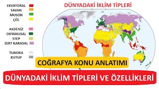 Ä°KLÄ°M TÄ°PLERÄ° VE Ã–ZELLÄ°KLERÄ°  DÃœNYADAKÄ° Ä°KLÄ°M TÄ°PLERÄ°  COÄžRAFYA KONU ANLATIMI [upl. by Heshum783]