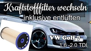 Kraftstofffilter wechseln inkl entlüften VW Golf 7 Changing the fuel filter incl bleeding Golf 7 [upl. by Comfort438]