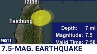 Massive earthquake rocks Taiwan setting off tsunami concerns for Japan [upl. by Anitsyrhk38]