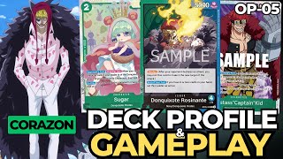 OP05 Donquixote Rosinante Deck Profile amp Gameplay  One Piece Card Game [upl. by Donetta]