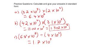 Calculations with Standard Form NonCalculator [upl. by Antonetta]