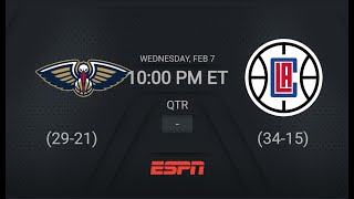 New Orleans Pelicans  Los Angeles Clippers  NBA on ESPN Live Scoreboard [upl. by Spohr]