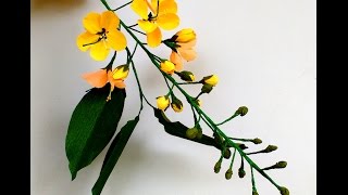 How to make Paper Flowers Cassia Fistula \ Golden Shower  flower  152 [upl. by Popper748]